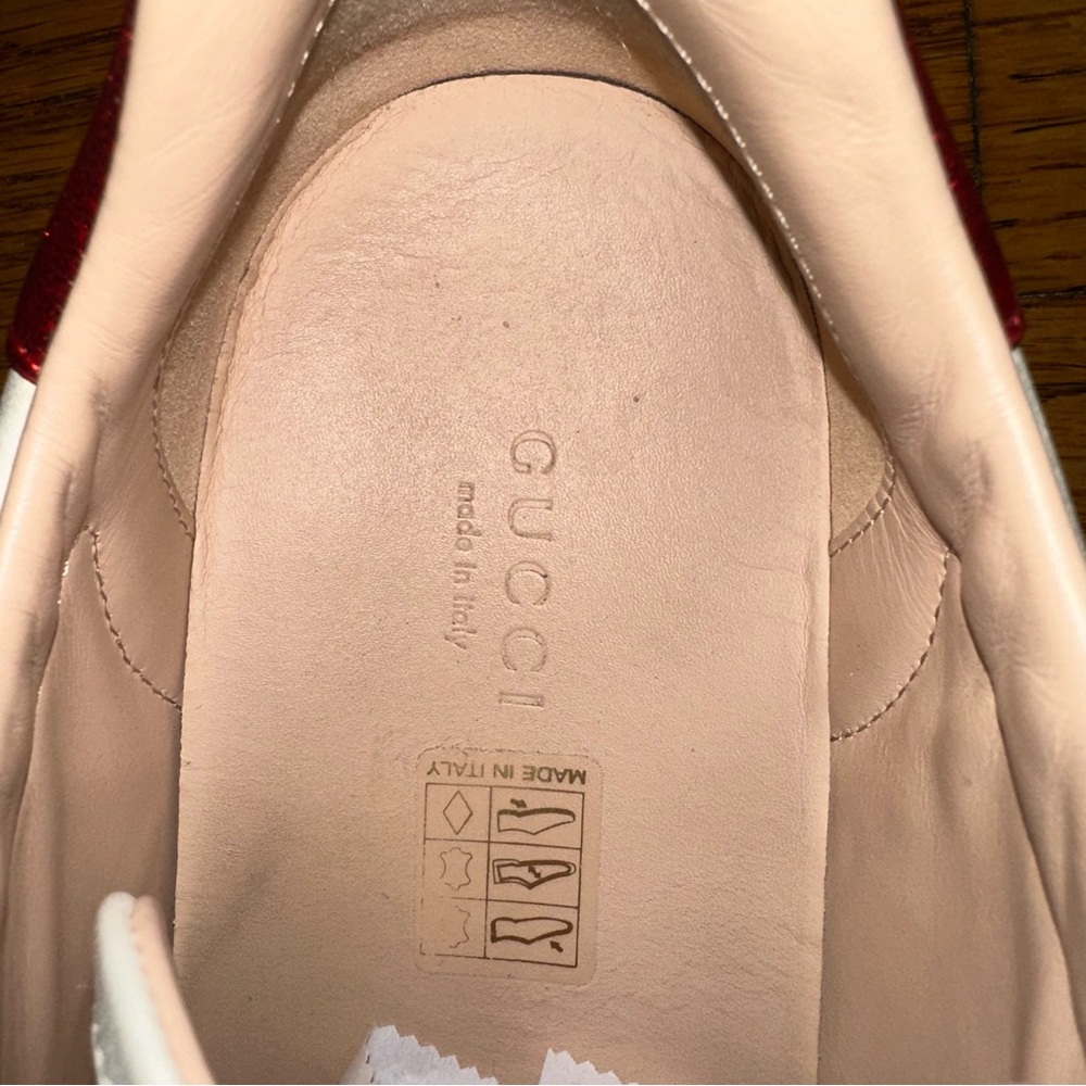 GUCCI Ace Stripe Ivory Sneakers White Red Black Leather Women’s size EU 37 - Picture 9 of 13
